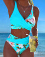Inès | Bikini à imprimé floral contrasté et fente