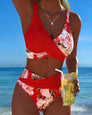 Inès | Bikini à imprimé floral contrasté et fente