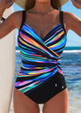 Maillot de bain de luxe à encolure croisée avec imprimé coloré