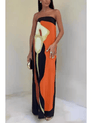Joan | Robe de soirée longue sans bretelles à imprimé, style
