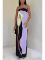 Joan | Robe de soirée longue sans bretelles à imprimé, style