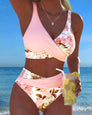 Inès | Bikini à imprimé floral contrasté et fente