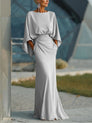Clara | Robe élégante à col en V-dos nu et manches
