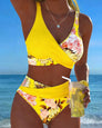 Inès | Bikini à imprimé floral contrasté et fente