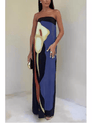 Joan | Robe de soirée longue sans bretelles à imprimé, style