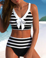 Océane | Bikini rayé à taille haute
