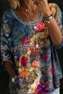 Nicole | Chemisier en jean à motif floral vintage