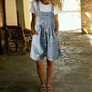 Judy | Combinaison à fleurs en denim au toucher coton doux, effet délavé vintage