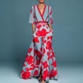 Hazel | Robe longue à fleurs, col en V et ceinture