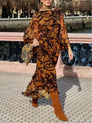 Ashley | Robe longue imprimée marron