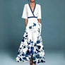 Hazel | Robe longue à fleurs, col en V et ceinture
