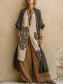 Sophie | Ensemble trois pièces à imprimé tribal gris foncé et marron