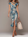 Desire | Robe midi plissée au style bohème, effet tie-dye