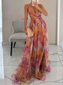 Karen | Robe longue à col en V et imprimé floral peint