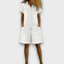 Joan | Salopette courte vintage en coton aspect denim